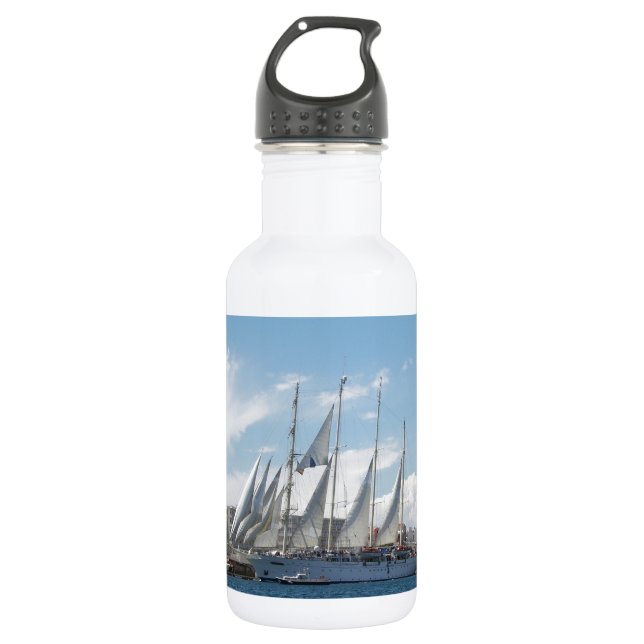 Tall Ship Sailing Out Of Harbour 532 Ml Water Bottle (Front)