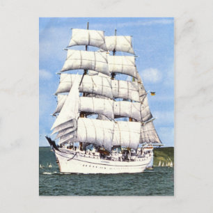 Tall ship, square rigger, postcard