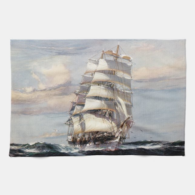 Tall Ship Thessalus Tea Towel (Horizontal)