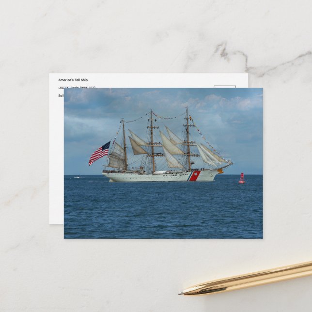Tall Ship USCGC Eagle Postcard (Front/Back In Situ)