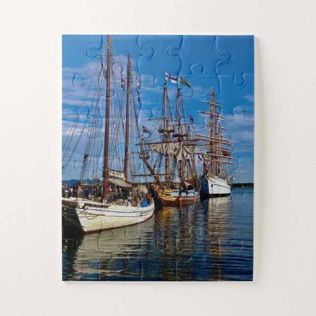 Tall Ships at Historic Harbor Jigsaw Puzzle (Vertical)