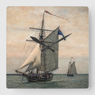 Tall Ships Festival, Digitally Altered Square Wall Clock