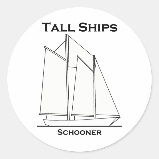 Tall Ships Gaff-Rigged Schooner (sail plan) Classic Round Sticker (Front)