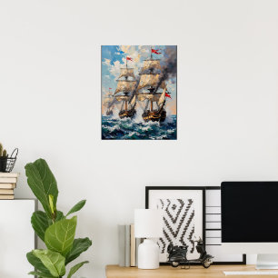 Tall Ships on a Raging Sea Poster