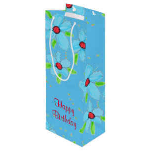 Tall Skinny Gift Bag In Blues For Wine