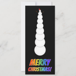 Tall Snowman + "MERRY CHRISTMAS!" in Rainbow Text Card