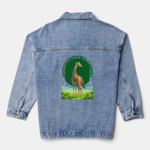 tall standing giraffe denim jacket
