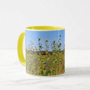 Tall Sunflowers Yellow Flowers on a Farm Art Mug 