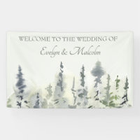 Tall Timber Watercolor Evergreen Trees Wedding