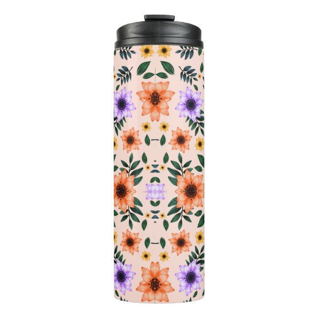 Tall travel mug with a floral pattern  (Front)