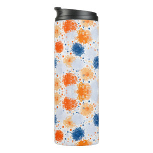 Tall travel mug with vibrant abstract design
