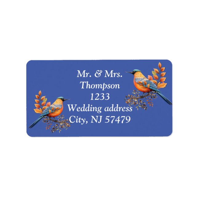 Tall trees, Autumn leaves & Bluebirds. Label (Front)