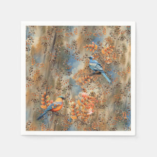 Tall trees, the Leaves of Autumn & Blue-Birds Napkin