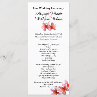 Tall Tropical Plumeria Wedding Programs Programme