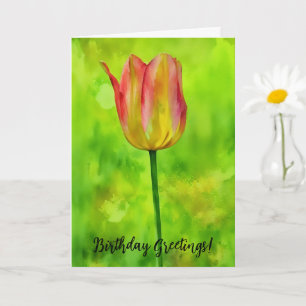 Tall Tulip Flower Art Birthday Card