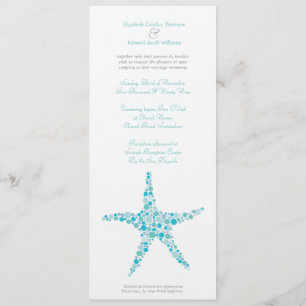 Tall Wedding Aqua Turquoise Starfish Invitation