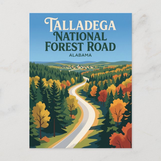Talladega National Forest Road Alabama Postcard (Front)