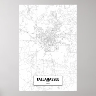 Tallahassee, Florida (black on white) Poster