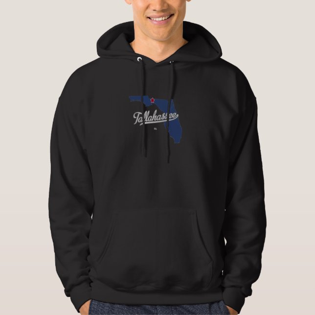 Tallahassee Florida FL Map Hoodie (Front)