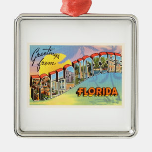 Tallahassee Florida FL Old Vintage Travel Souvenir Metal Tree Decoration