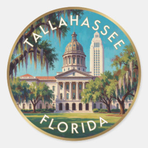 Tallahassee Florida Historic Capitol Travel 🌴 Classic Round Sticker