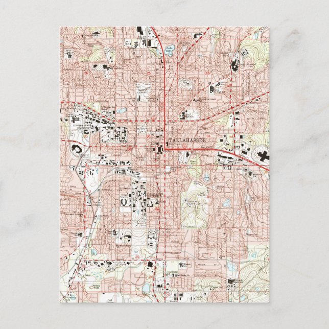 Tallahassee Florida Map (1999) Postcard (Front)