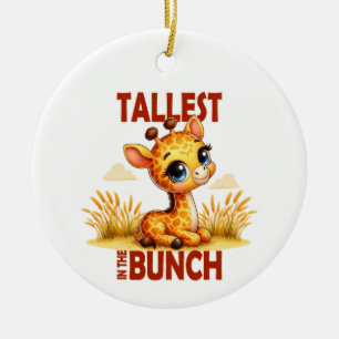 Tallest in the Bunch pun Cute Baby Giraffe cartoon Ceramic Tree Decoration