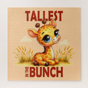Tallest in the Bunch pun Cute Baby Giraffe cartoon Jigsaw Puzzle