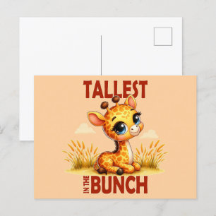 Tallest in the Bunch pun Cute Baby Giraffe cartoon Postcard