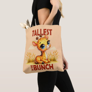Tallest in the Bunch pun Cute Baby Giraffe cartoon Tote Bag