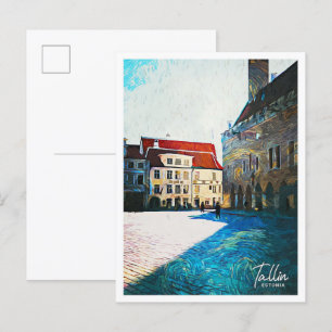 Tallin Estonia Beautiful Oil Painting City Postcard