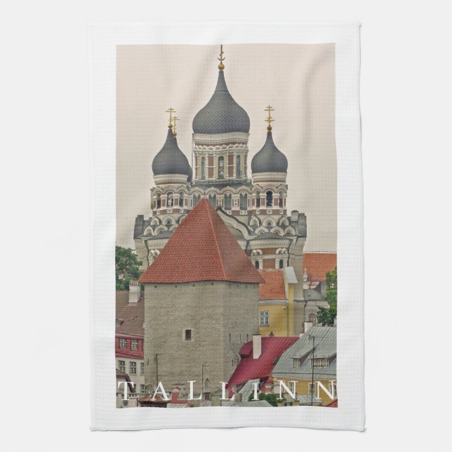 Tallinn Alexander Nevsky Cathedral view tea towel (Vertical)