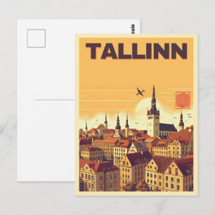 Tallinn city Estonia retro travel gifts Postcard