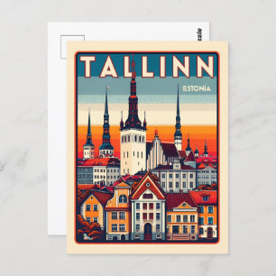 Tallinn city Estonia retro travel gifts Postcard