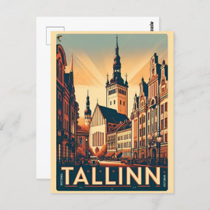 Tallinn city Estonia retro travel gifts Postcard