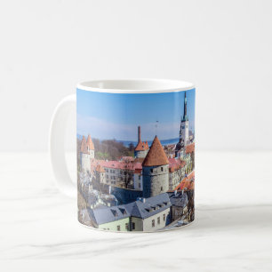 Tallinn downtown aerial view coffee mug