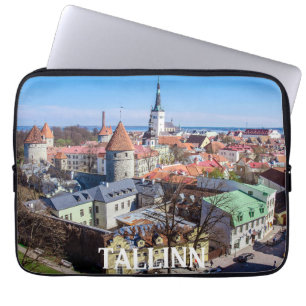 Tallinn downtown aerial view in Estonia Laptop Sleeve