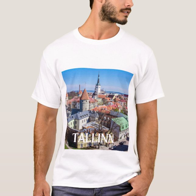 Tallinn downtown aerial view in Estonia T-Shirt (Front)