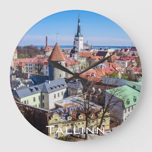 Tallinn downtown aerial view large clock (Front)