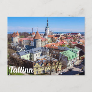 Tallinn downtown aerial view postcard