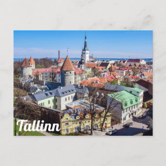 Tallinn downtown aerial view postcard