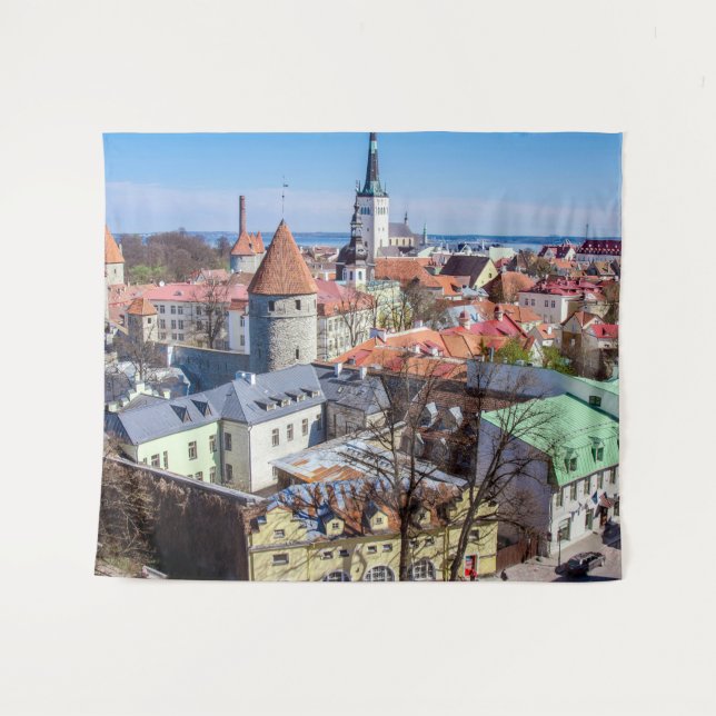Tallinn downtown aerial view tapestry (Front (Horizontal))