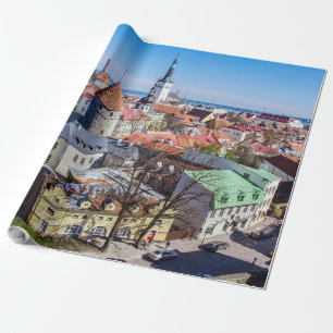 Tallinn downtown aerial view wrapping paper