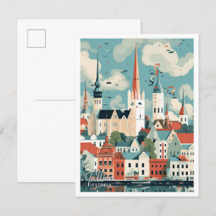 Tallinn Estonia Art Travel Place illustration Postcard