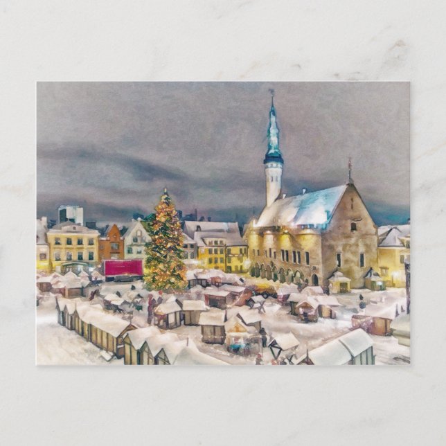 Tallinn Estonia Christmas Market Holiday Postcard (Front)