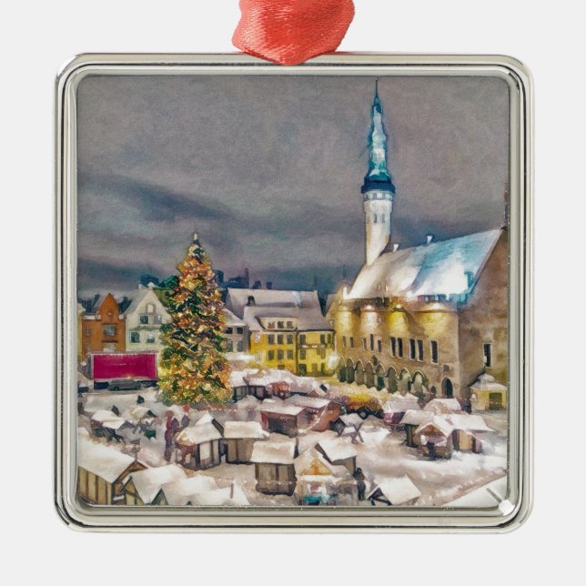 Tallinn Estonia Christmas Market Metal Tree Decoration (Front)