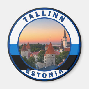Tallinn Estonia Retro Travel Art Circle Vintage Magnet