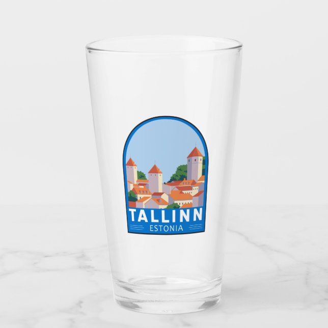 Tallinn Estonia Retro Travel Art Vintage Glass (Front)