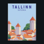Tallinn Estonia Retro Travel Art Vintage Postcard<br><div class="desc">Tallinn Estonia vector design.</div>