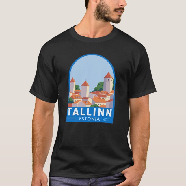 Tallinn Estonia Retro Travel Art Vintage  T-Shirt (Front)